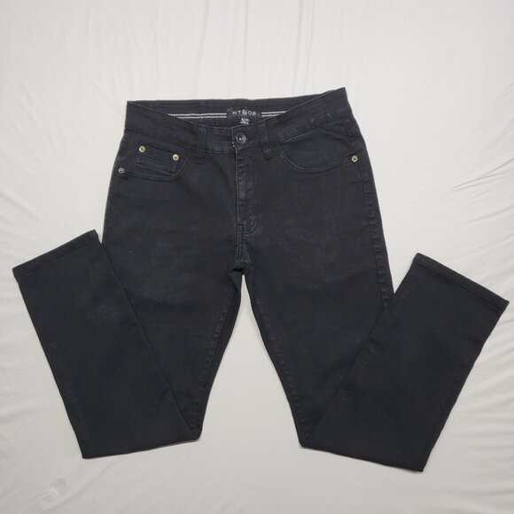 WT02 Jeans Mens 30X30 ( Fit 30 X 28 ) Skinny Stretch Black - Picture 1 of 14